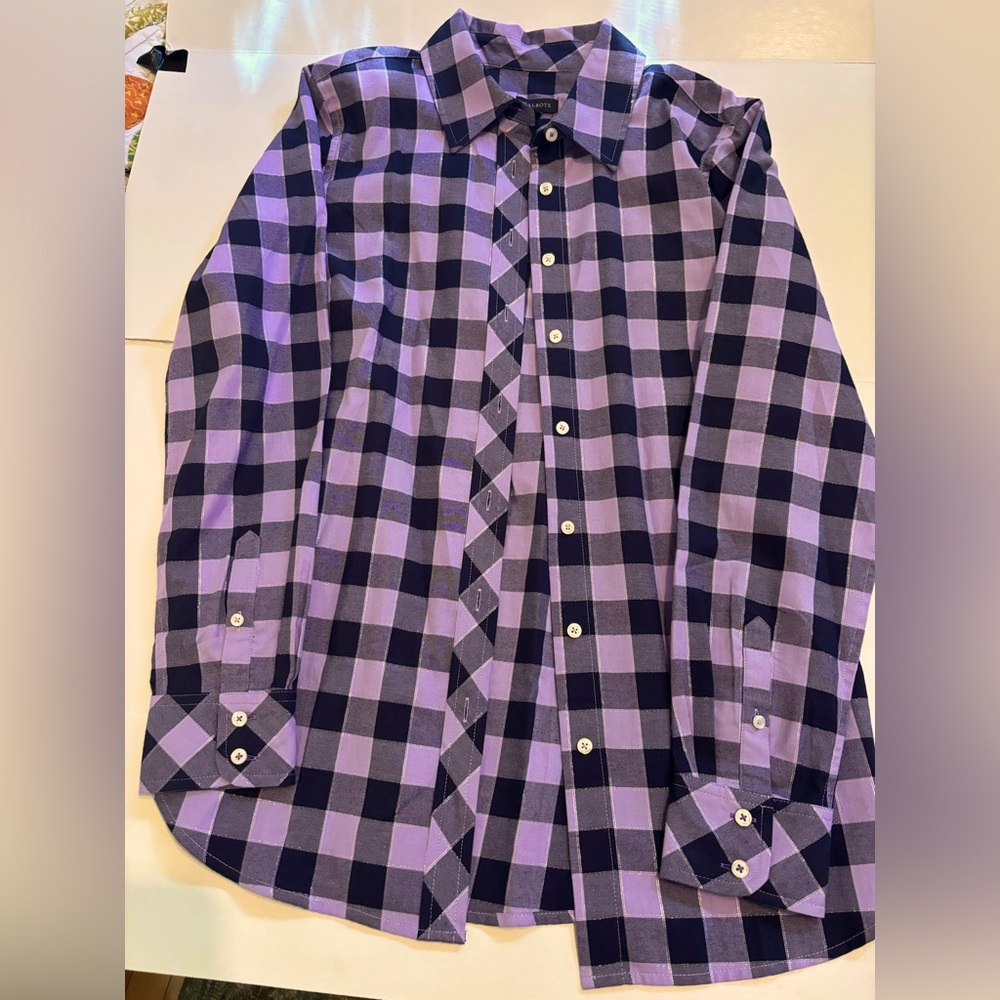 NWOT Talbot’s size S purple/black Metallic shirt